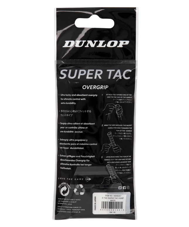 Dunlop Super Tac Overgrip white back