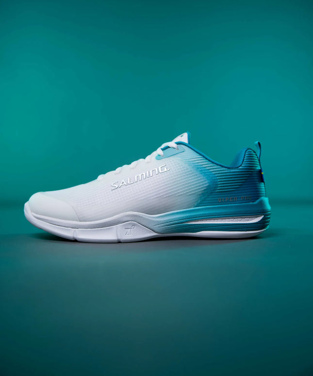 Salming Viper Pro white turquoise studio